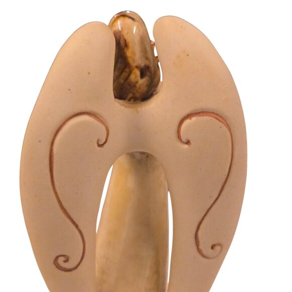 Ceramic Peace Angel Figurine Tan 9 Inch Home Decor AS IS READ - Picture 10 of 16